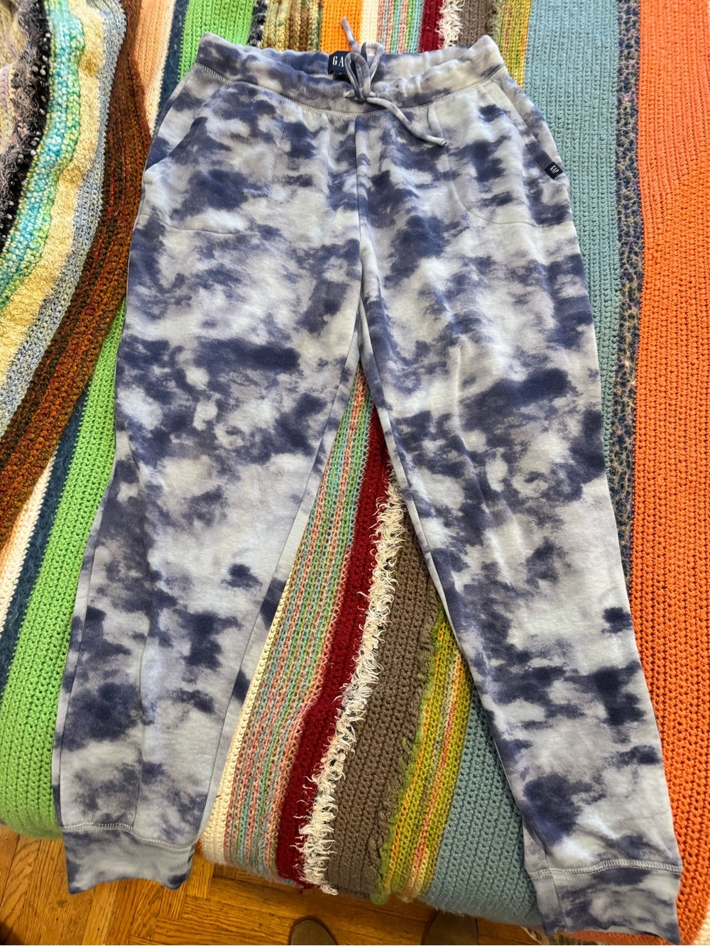 GAP Blue and White Tie-Dye Joggers